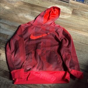 Nike Red Patterned Kids' Hooded Pullover Sweatshirt